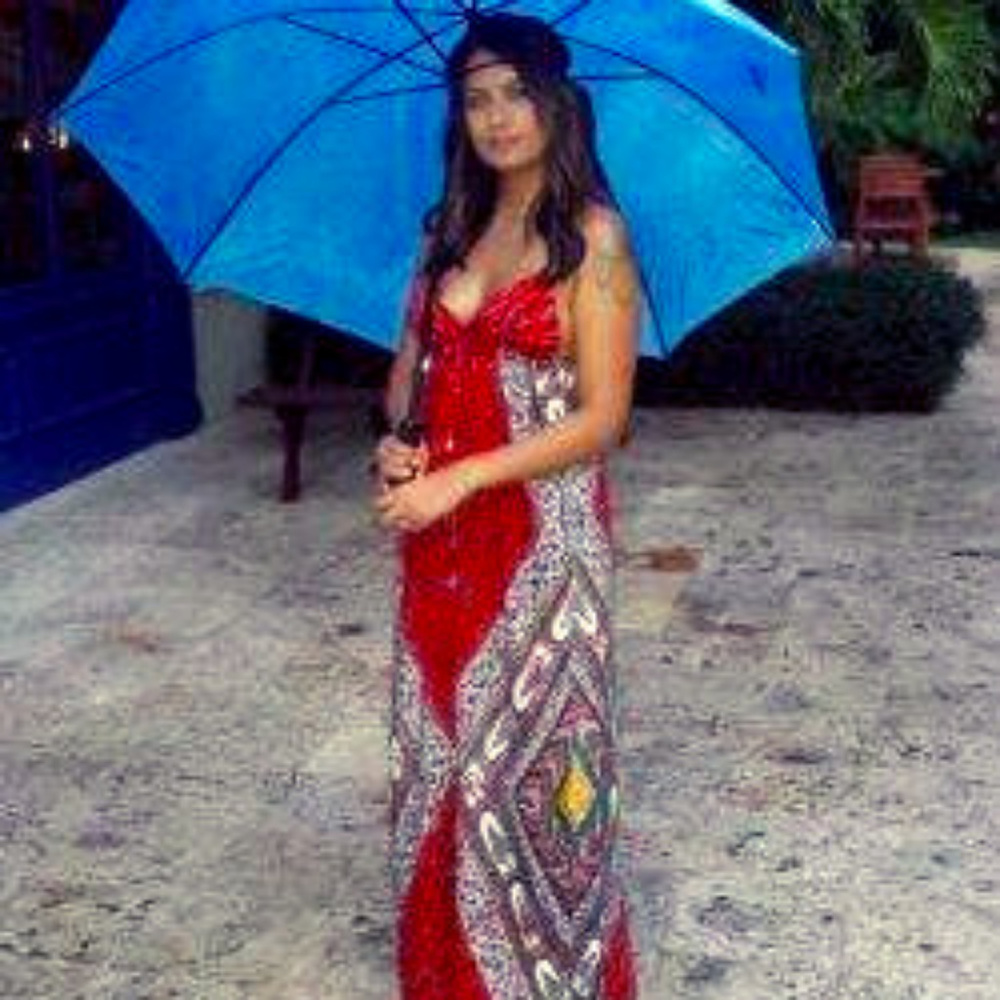 Backless Maxi Dress w/Paisley & Floral Design,